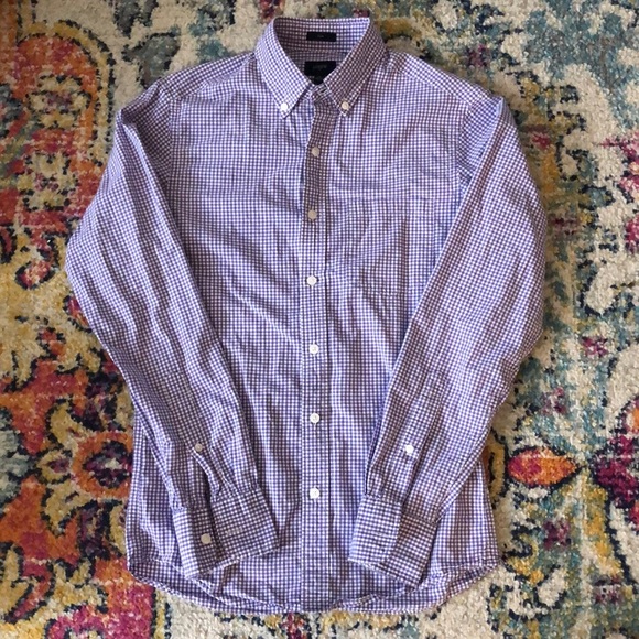 J. Crew Tops - J crew Purple and White Gingham button down XS Slim